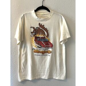 Vintage Men's T-Shirt Size L Tom McEwen "The Mongoose" Coors Corvette Shirt Flaw